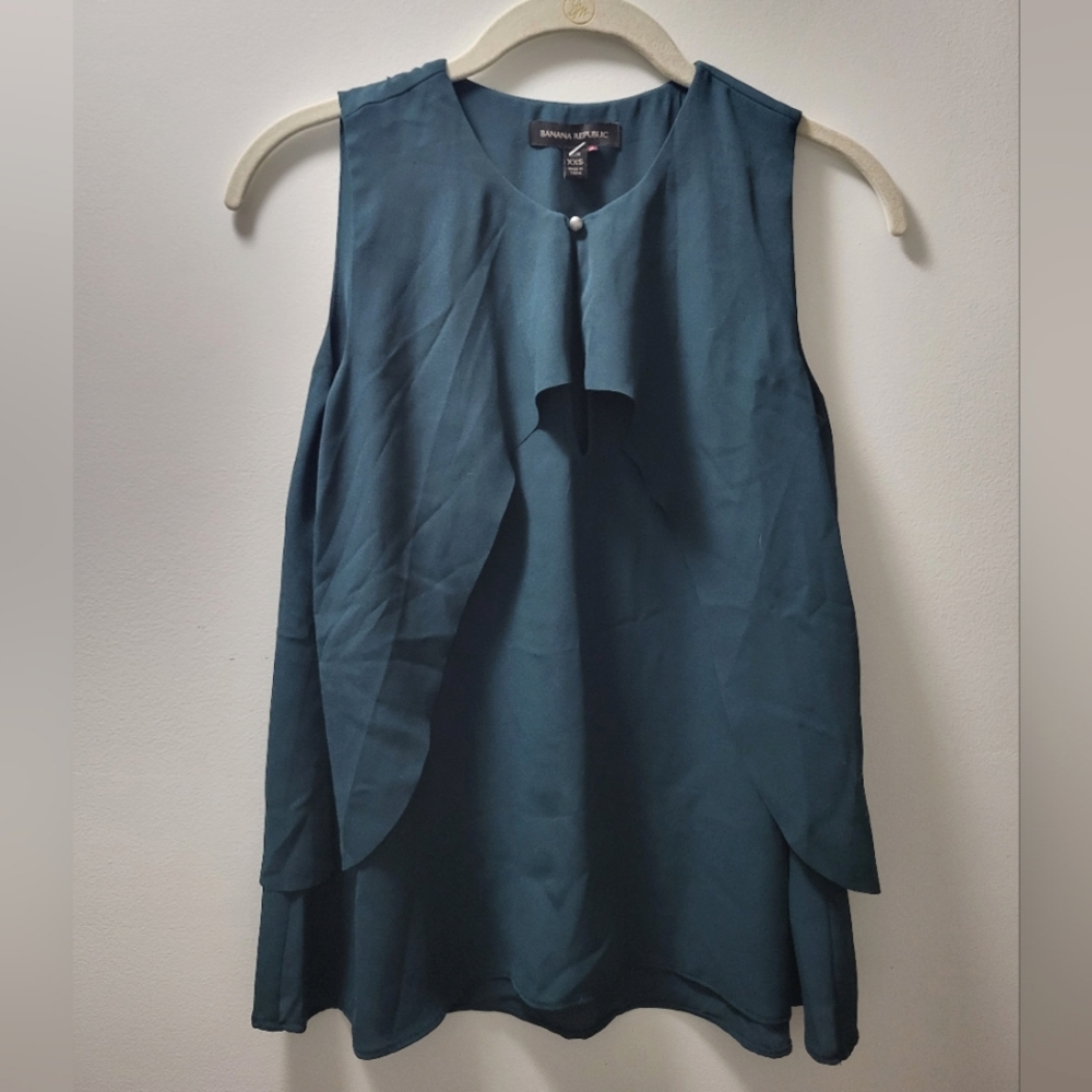 Banana Republic Flowy Deep Teal Sleeveless tank Top size XXS - Picture 2 of 6